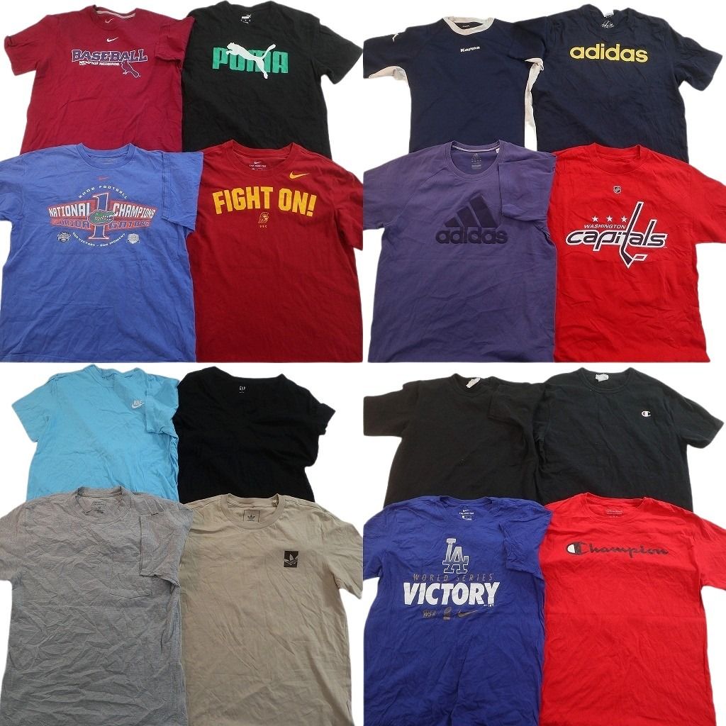 古着卸 まとめ売り ブランドMIX Tシャツ 16枚セット ( メンズ M ) GAP ディッキーズ アディダス ナイキ プーマ 中古 古着 NE9079