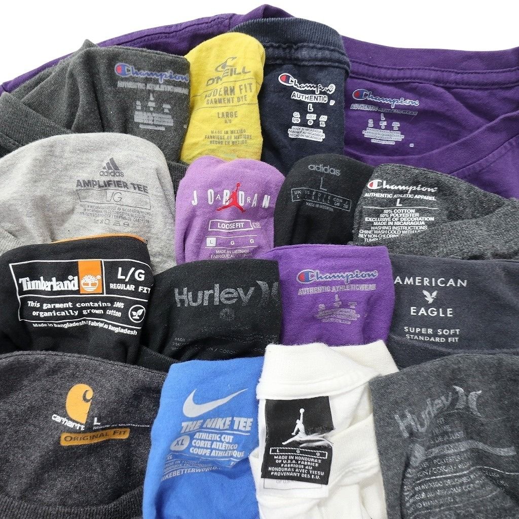 古着卸 まとめ売り ブランドMIX Tシャツ 16枚セット ( メンズ L ) カーハート ジョーダン ナイキ チャンピオン 中古 古着 NE9081
