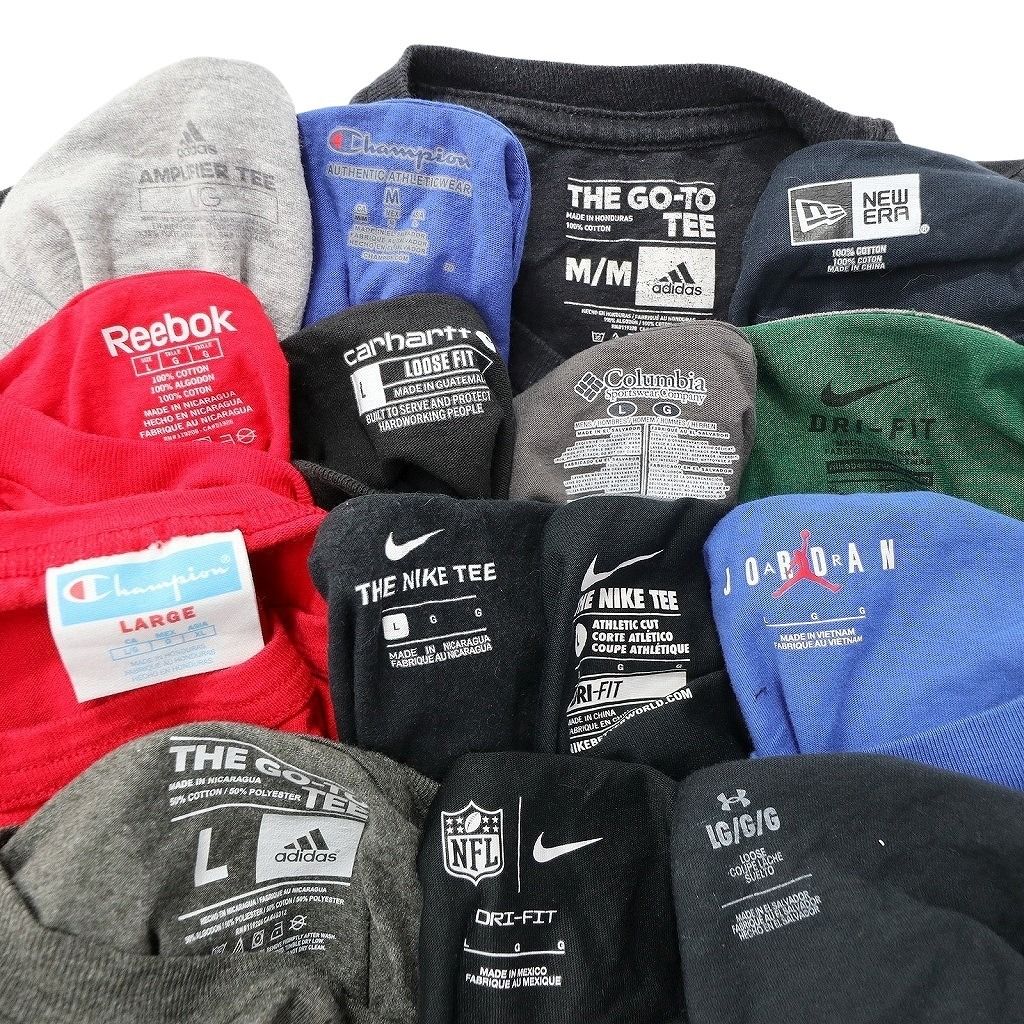 古着卸 まとめ売り ブランドMIX Tシャツ 15枚セット ( メンズ M/L ) カーハート コロンビア ナイキ ジョーダン 中古 古着 NE9086