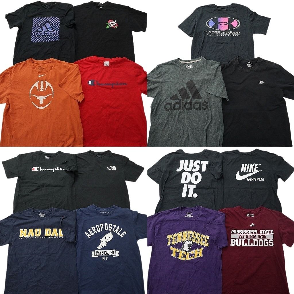 古着卸 まとめ売り ブランドMIX Tシャツ 15枚セット ( メンズ M ) ノースフェイス ナイキ チャンピオン アディダス 中古 古着 NE9089