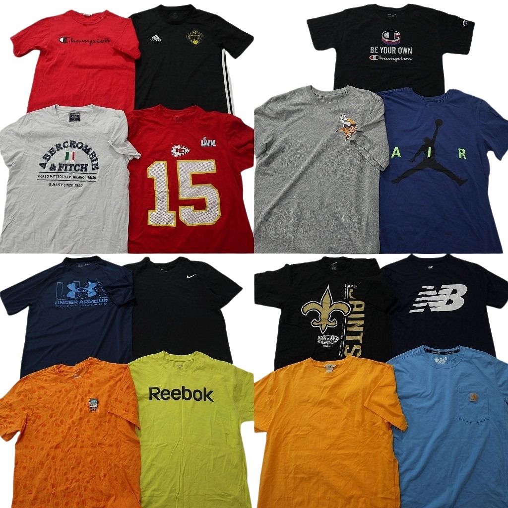 古着卸 まとめ売り ブランドMIX Tシャツ 15枚セット ( メンズ M ) カーハート ジョーダン ナイキ エルエルビーン 中古 古着 NE9090
