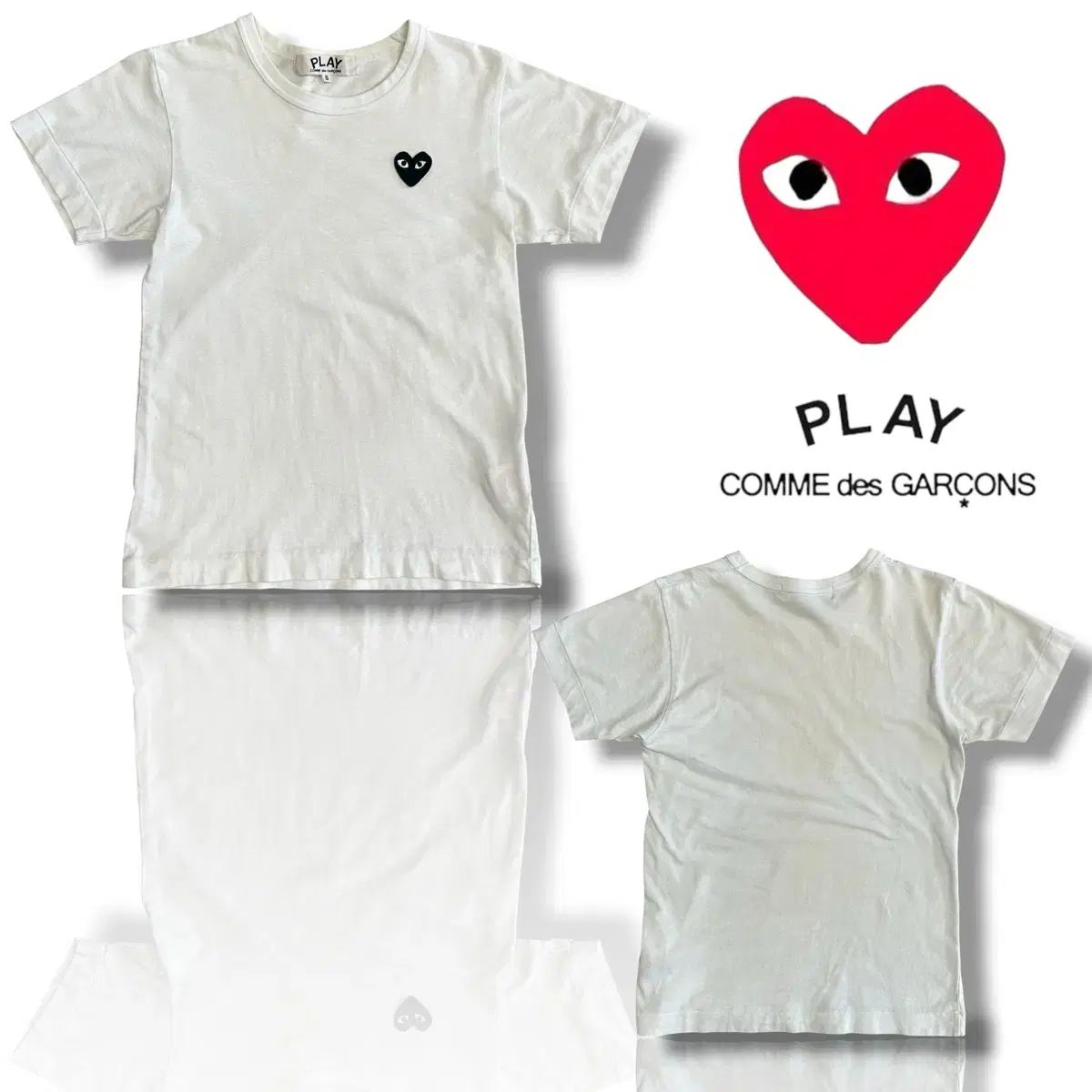 COMME des GARCONS ブラックハートワッペン レディース Tシャツ 白 半袖