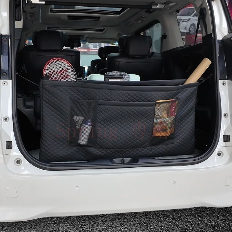 30系?40系トヨタ エルフア/ヴェルファイア 専用 後部座席用多機能収納袋 2層設計 ブラック 無損取り付け F