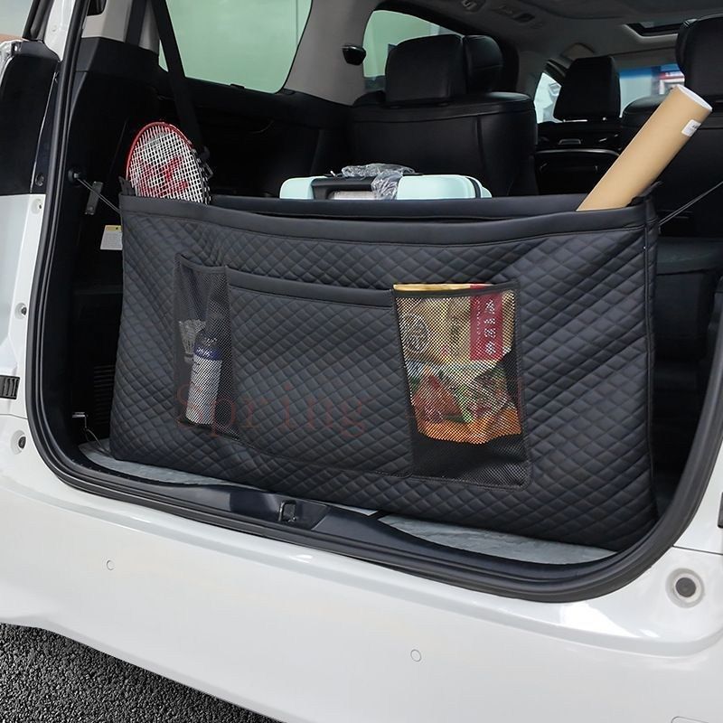 30系?40系トヨタ エルフア/ヴェルファイア 専用 後部座席用多機能収納袋 2層設計 ブラック 無損取り付け F