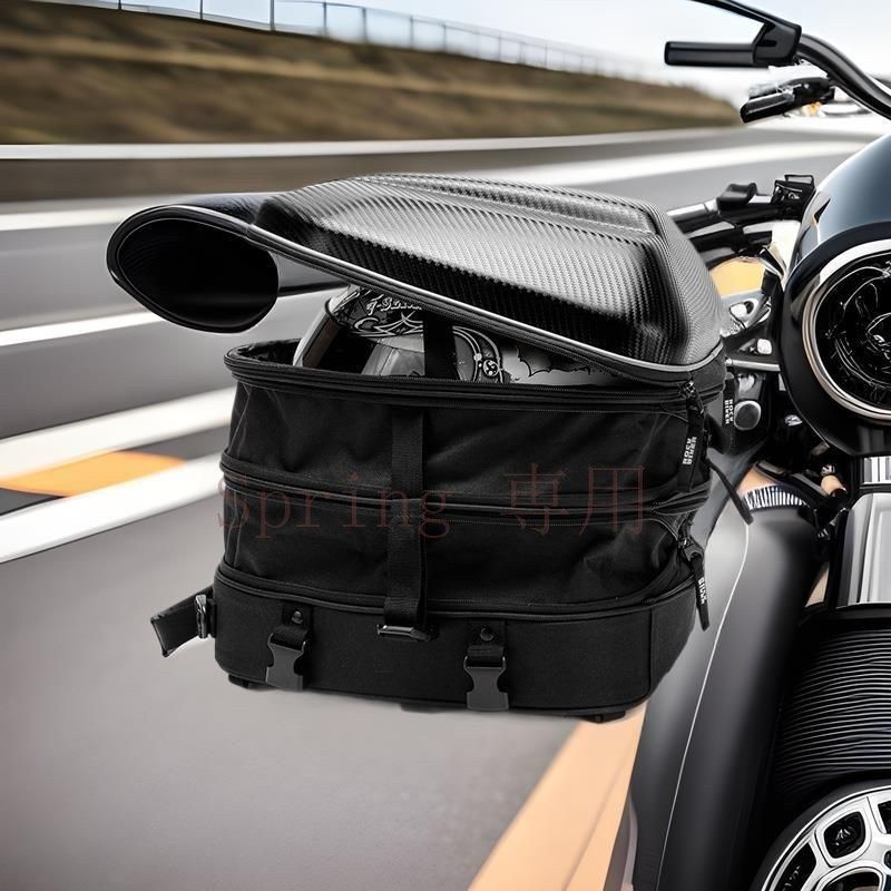 バイク用大容量双肩バックパック 硬質カーボンファイバー模様 防水?収納力抜群 ヘルメット収納対応！【大号】 F