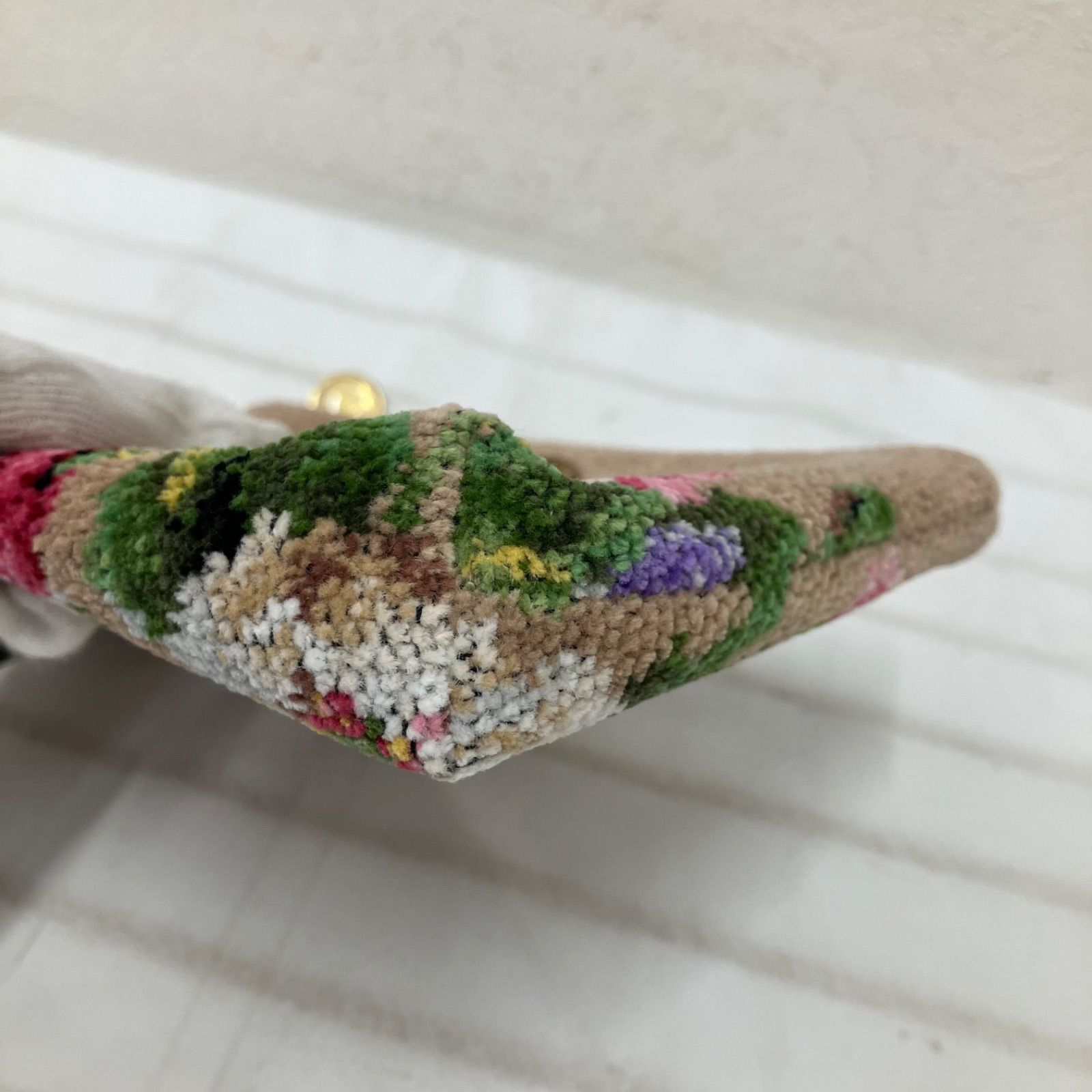 1674 FEILER フェイラー タグ付き 美品 ラビリンス ポーチ ベージュ 花 