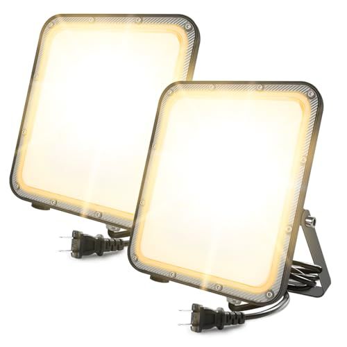 MAGOKORO LED 投光器 作業灯 看板灯 50W 電球色 6500LM 3000K IP66防水 120°広角 100V対応 ワークライト PSE認証済 灯光器 高演色Ra85以上 外灯 高輝度 省エネ 屋外照明 防犯灯 工事用ライト 5fa7e9ce