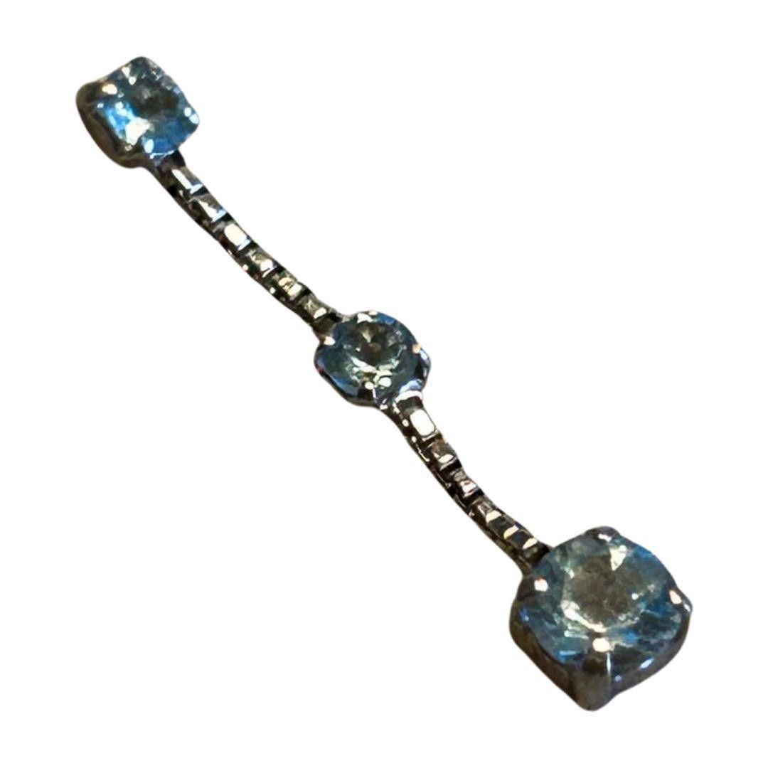 片方売り☆K18WG 18金水色石ピアス 天然石 エル ELLEホワイトゴールド