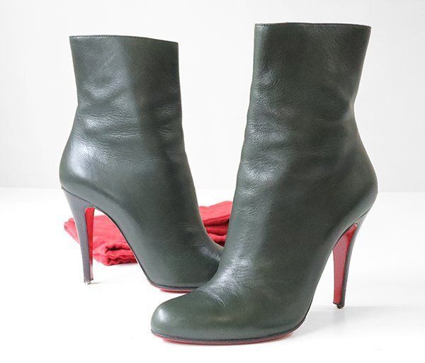 Christian Louboutin ◆ピンヒール ショートブーツ　オリーブ系 サイズ36 サイドジップ クリスチャン・ルブタン ◆GG57