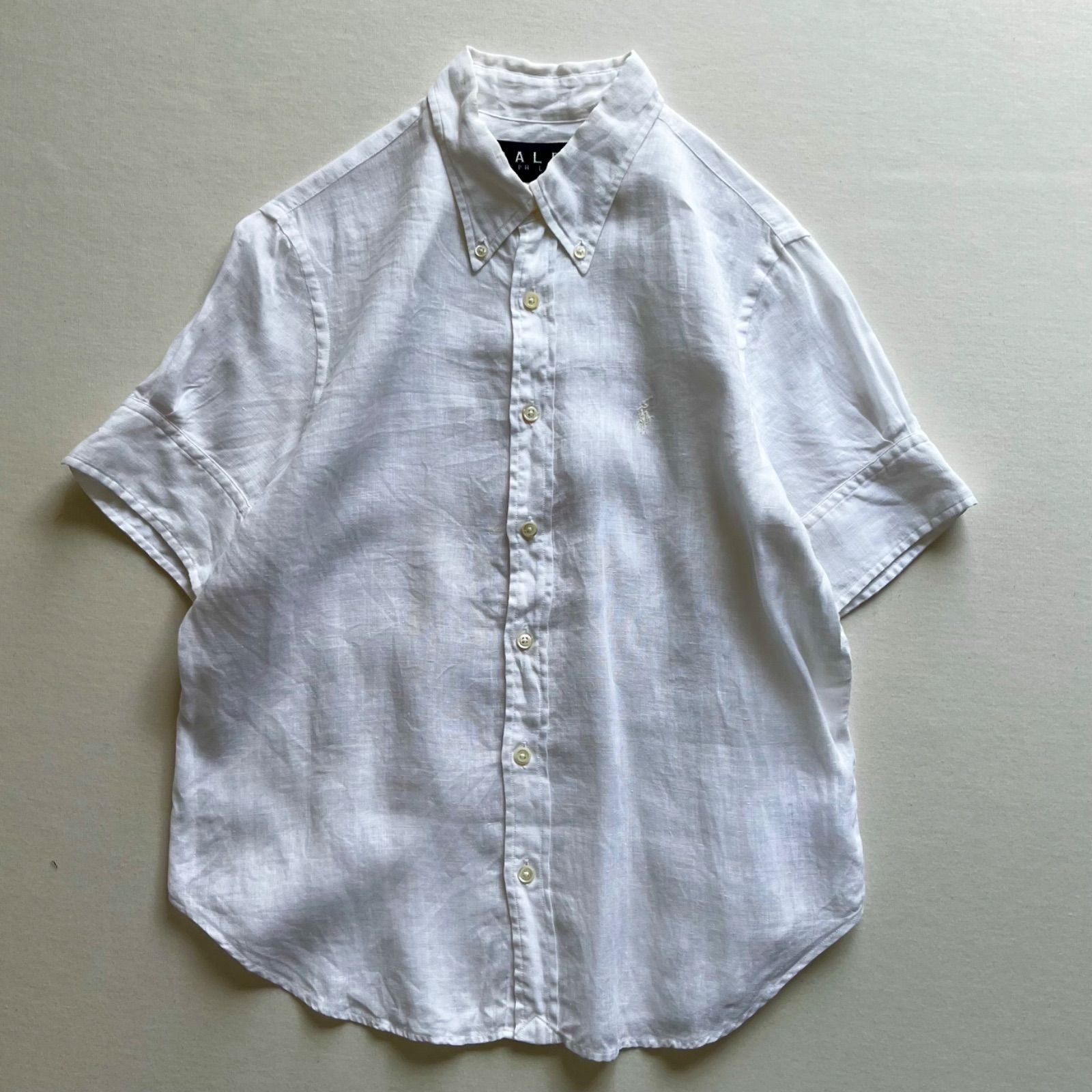 ラルフローレン 麻 リネンシャツ 半袖 2XL ホワイト 白 ゆったり
