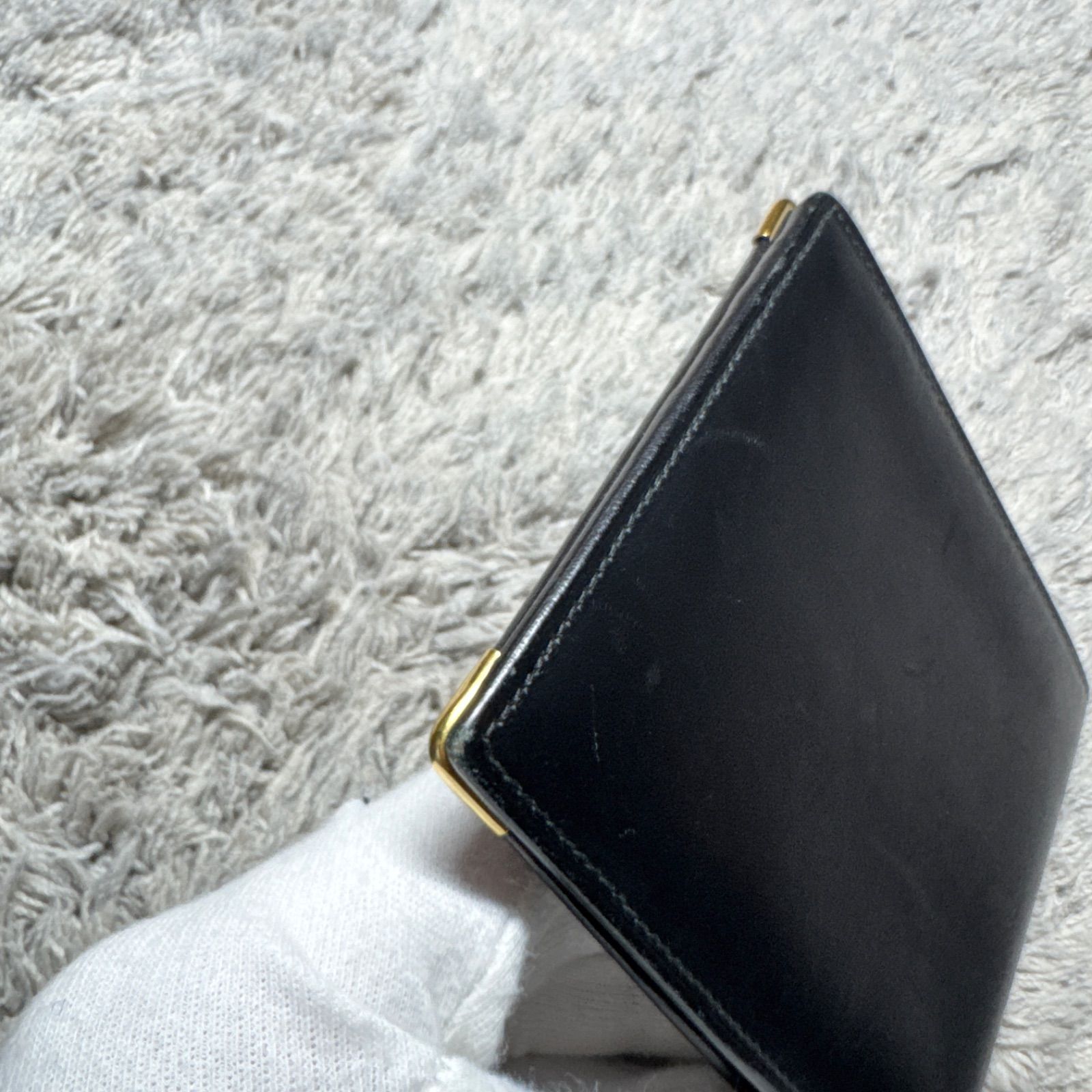 dunhill ダンヒル 二つ折り財布 レザー ブラック ゴールド金具 - メルカリ