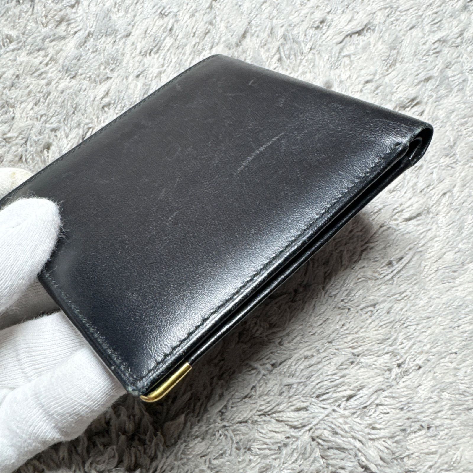 dunhill ダンヒル 二つ折り財布 レザー ブラック ゴールド金具 - メルカリ
