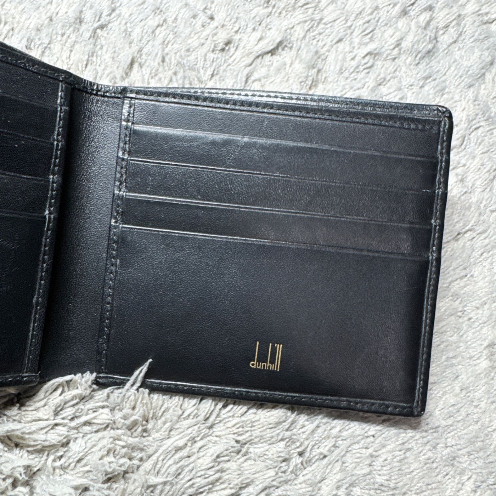 dunhill ダンヒル 二つ折り財布 レザー ブラック ゴールド金具 - メルカリ
