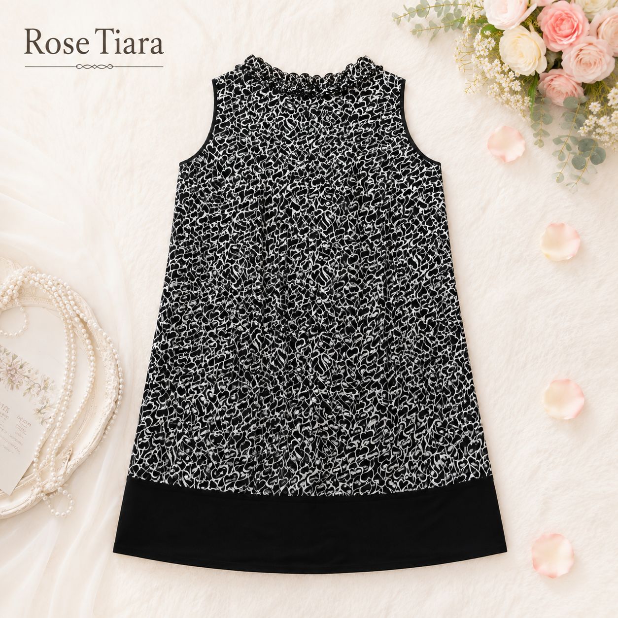 Rose Tiara ローズティアラ ハート柄 ノースリーブ ワンピース 夏