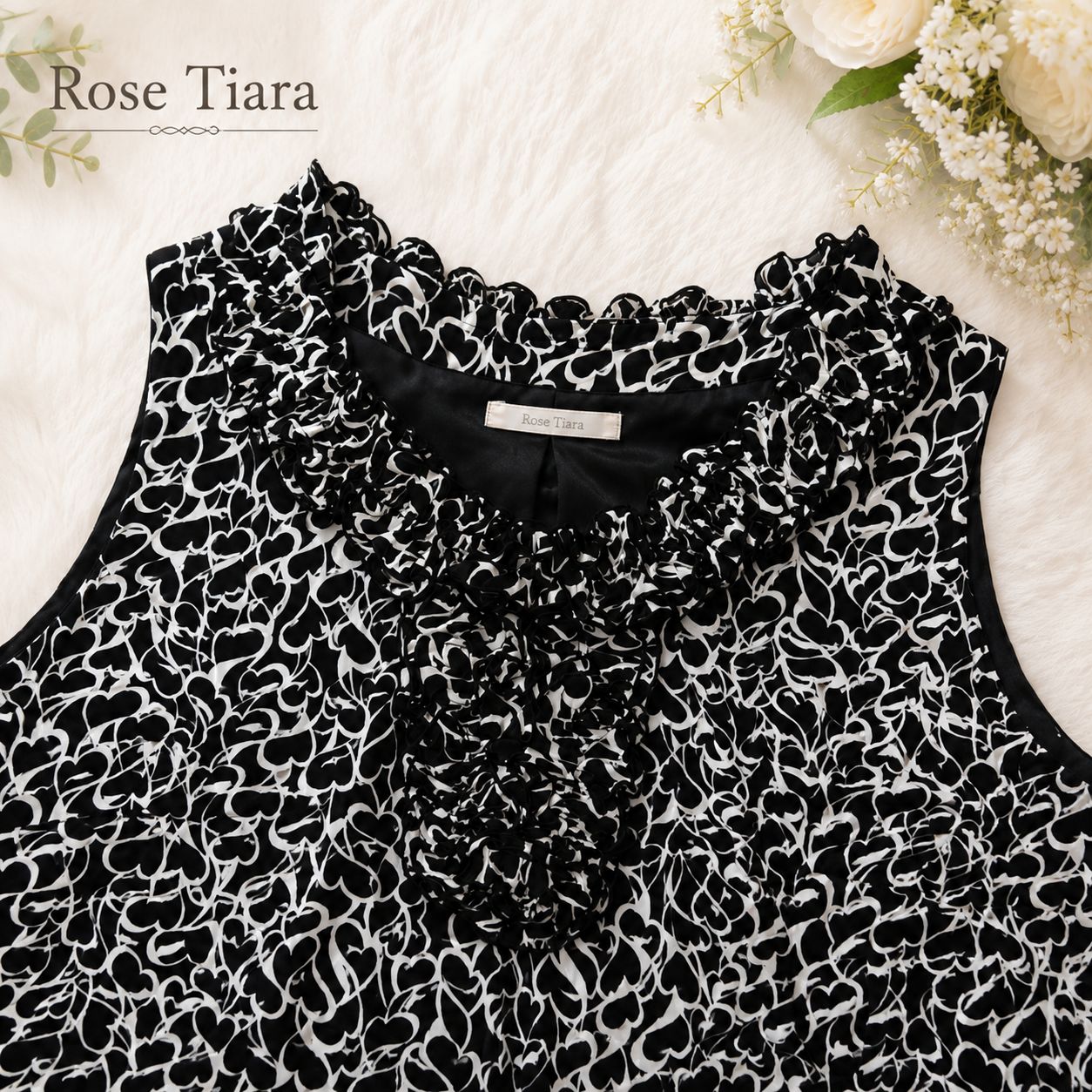 Rose Tiara ローズティアラ ハート柄 ノースリーブ ワンピース 夏