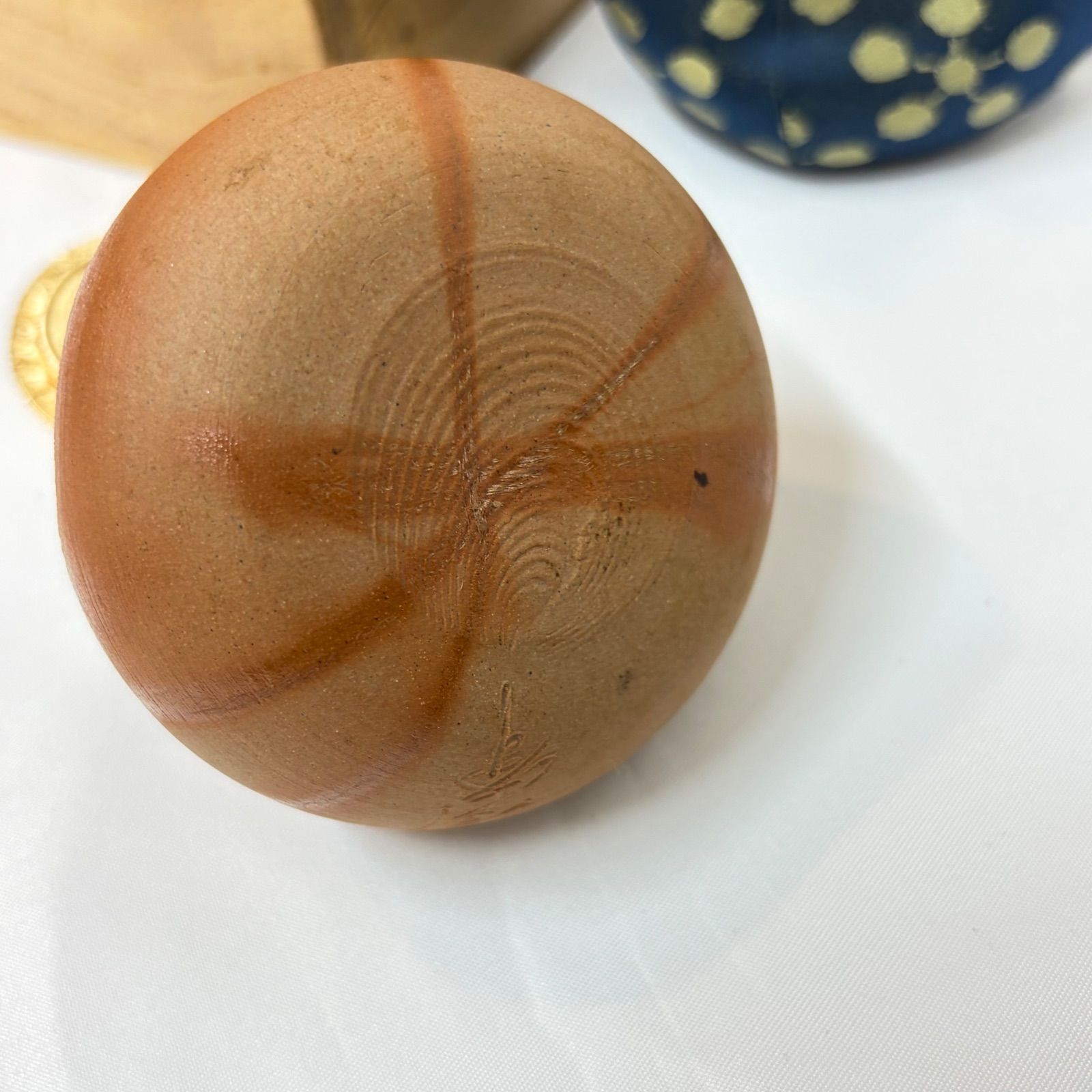 茶道具】備前焼 木村陶峰 作 利休茄子茶入 仕覆（梅鉢文）共箱 - メルカリ