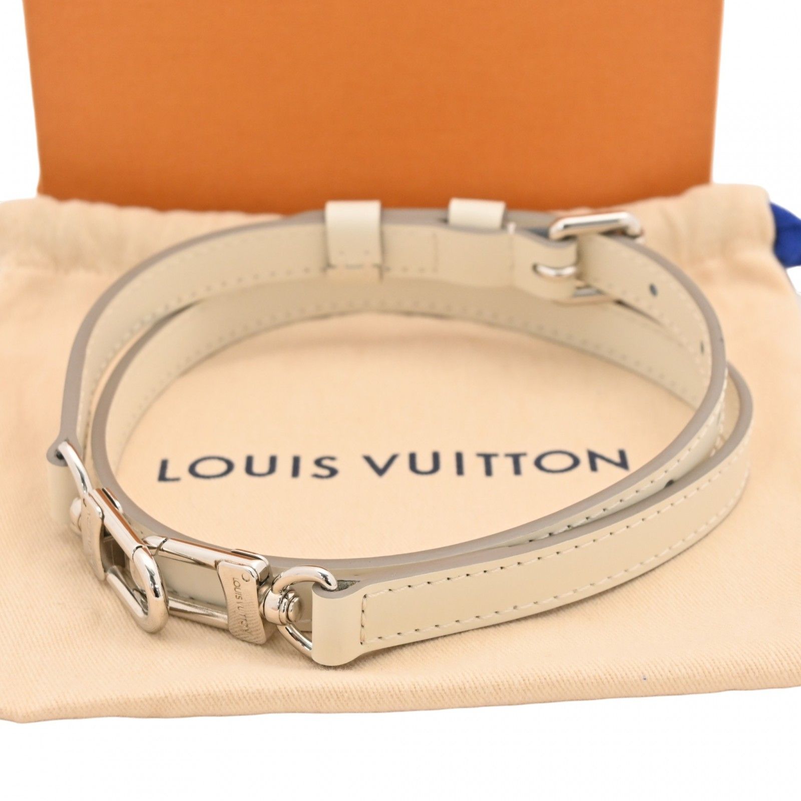 【中古】ルイヴィトン ホワイトカーフスキン ショルダーストラップ シルバー金具 Aランク lv7514cc
