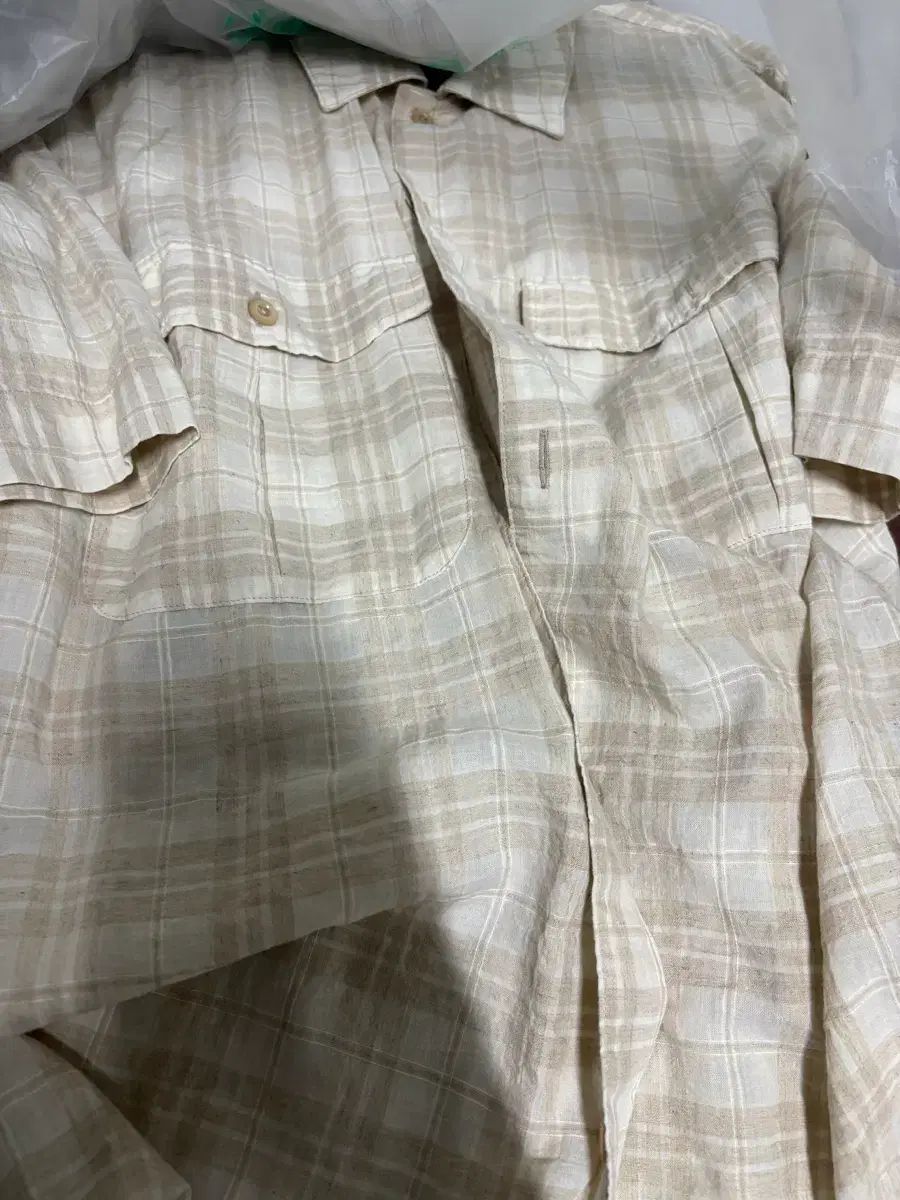 人気定番，HOT ベルリエ 半袖 シャツ 105 ベージュ CHECK