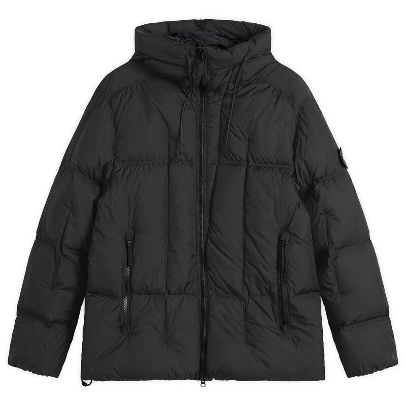 ストーンアイランド メンズ アウター ジャケット・ブルゾン ナイロン ダウン Stone Island Seam Faded Light Nylon Tela Down Jacket Black ブラック