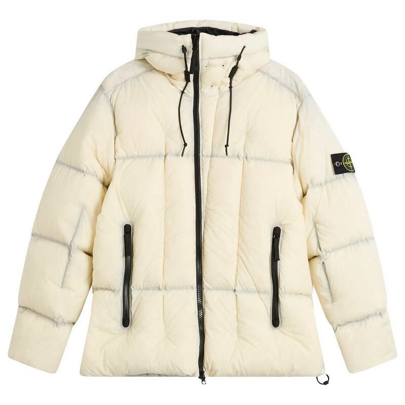 ストーンアイランド メンズ アウター ジャケット・ブルゾン ナイロン ダウン Stone Island Seam Faded Light Nylon Tela Down Jacket Ivory アイボリー