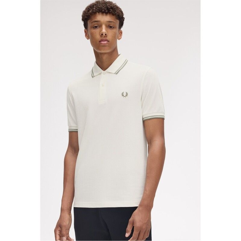 フレッドペリー メンズ トップス Tシャツ ポロシャツ Fred Perry Short Sleeve Twin Tipped Polo Shirt Lt Ecru Y54 エクリュ