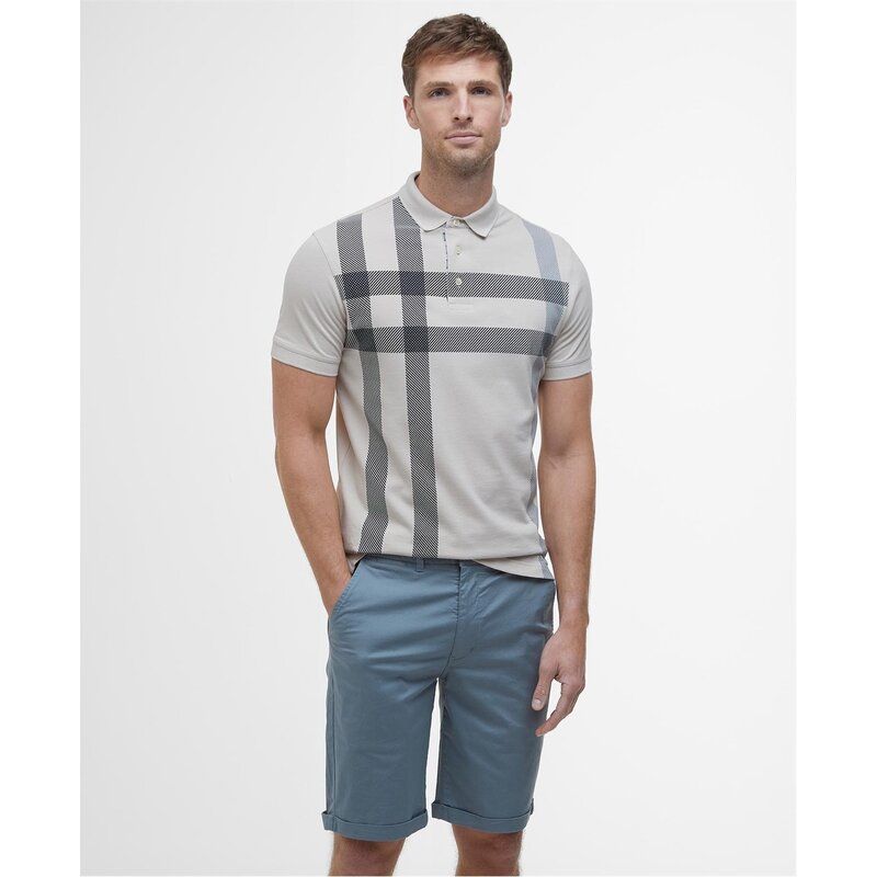 バブアー メンズ トップス ポロシャツ 半袖 Barbour Blaine Tartan ShortSleeved Polo Shirt Mist BE12 17,140円