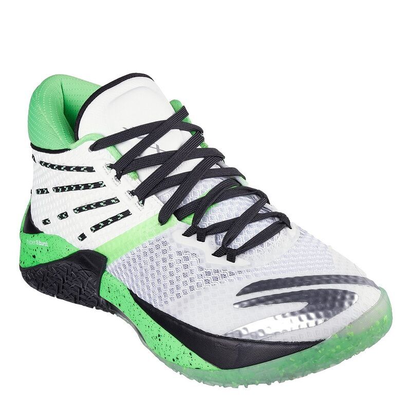 スケッチャーズ メンズ シューズ スニーカー メッシュ ヒール Skechers Breathable Mesh Tpu Heel Lock High Basketball Trainers Mens GreenWhite ホワイト