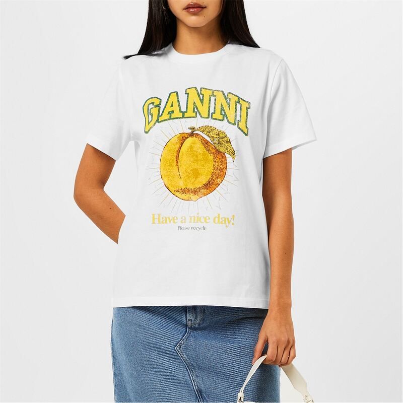 ガニー レディース トップス Tシャツ グラフィック Ganni Graphic TShirt Peach ピーチ
