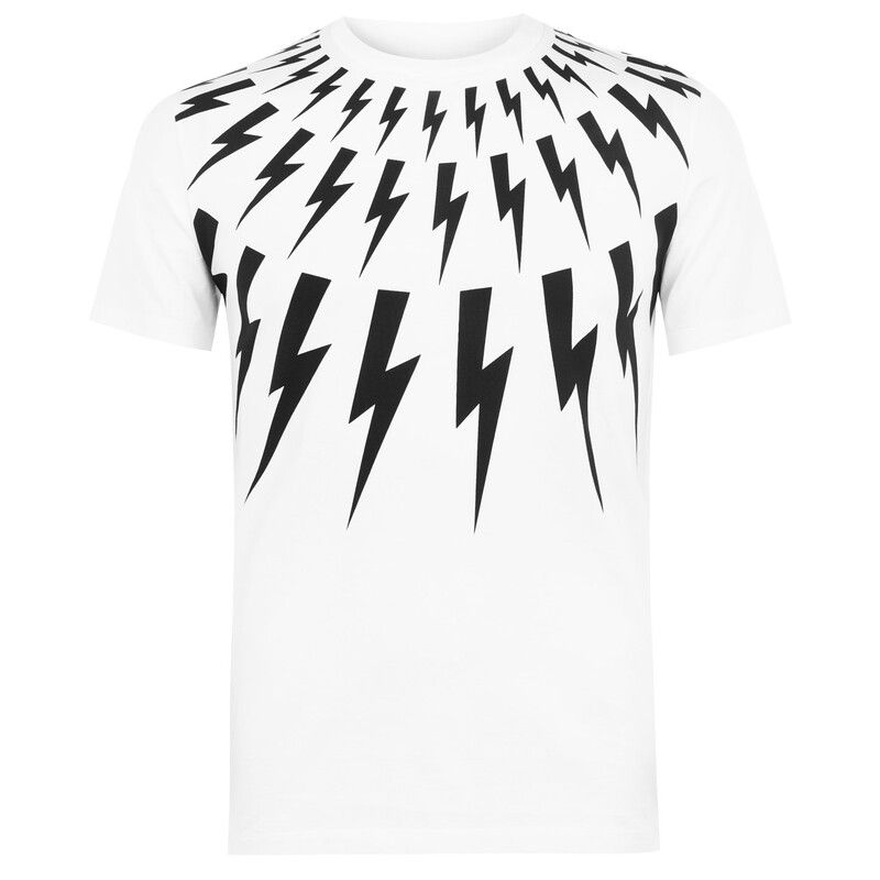 ニールバレット メンズ トップス Tシャツ NEIL BARRETT Lightning Bolt T Shirt WhiteBlack 526 ホワイト