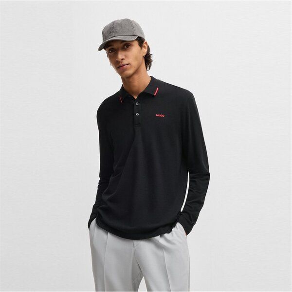 フューゴ メンズ トップス ポロシャツ Hugo Derrikos 10269326 01 Black 001 ブラック