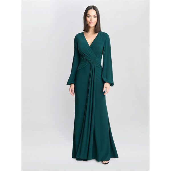ジーナバッコーニ レディース トップス ワンピース マキシワンピース ジャージー マキシ Gina Bacconi Petra Jersey Knot Front Maxi Dress GREEN グリーン