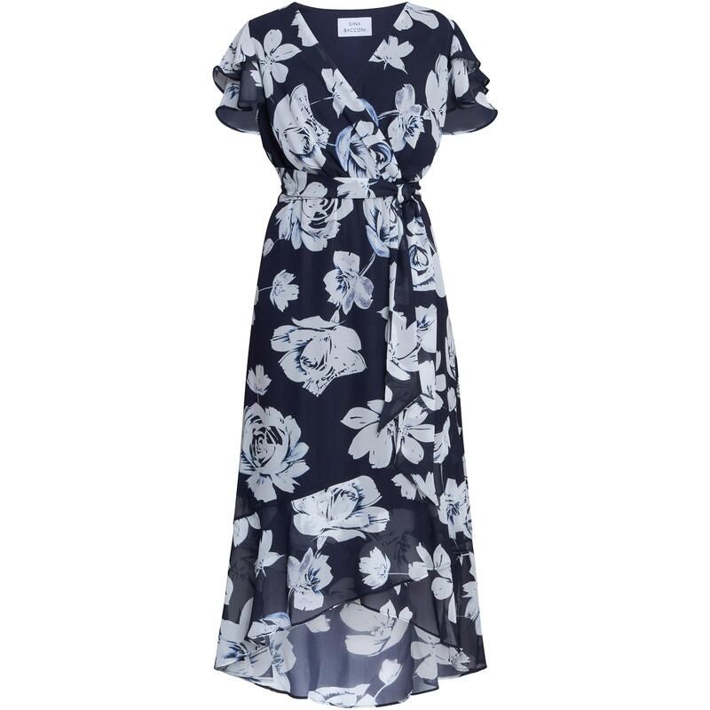 ジーナバッコーニ レディース トップス ワンピース シフォン フラワー柄 フラワー Gina Bacconi TERESA FLORAL CHIFFON DRESS Navy Multi ネイビー 31,070円
