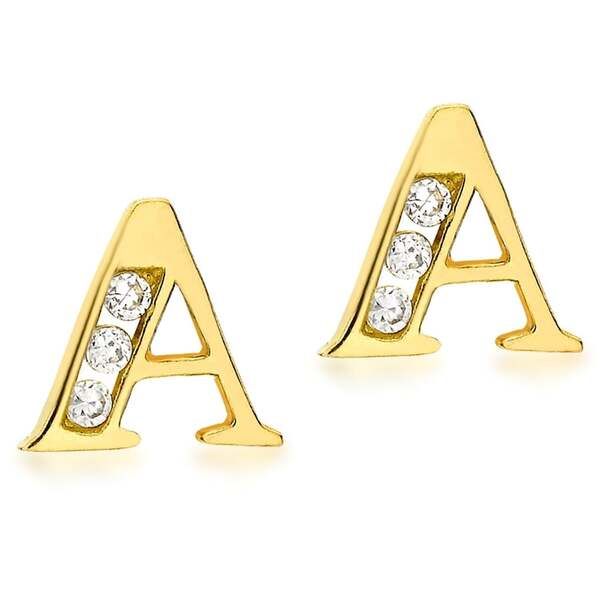 ビー ユー レディース アクセサリー ピアス・イヤリング Be You 9ct CZ Initial Stud Earrings Yellow Gold イエロー