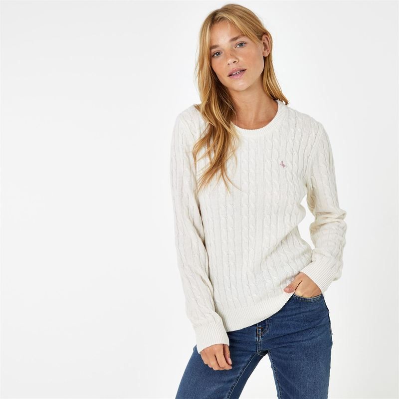 ジャック ウィルス レディース アウター ニット・セーター ウール ニット Jack Wills Tinsbury Merino Wool Cable Knitted Jumper Vintage Wht