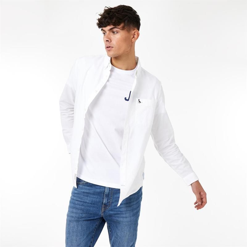 ジャック ウィルス メンズ トップス シャツ オックスフォード Jack Wills Wadsworth Plain Oxford Shirt White ホワイト