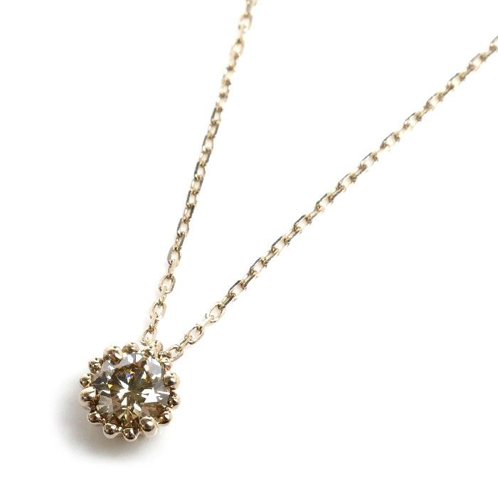 KASHIKEY カシケイ K18BG ネックレス ダイヤモンド0.20ct 1.5g ～45cm フリーチェーン ミル打ち レディース 中古