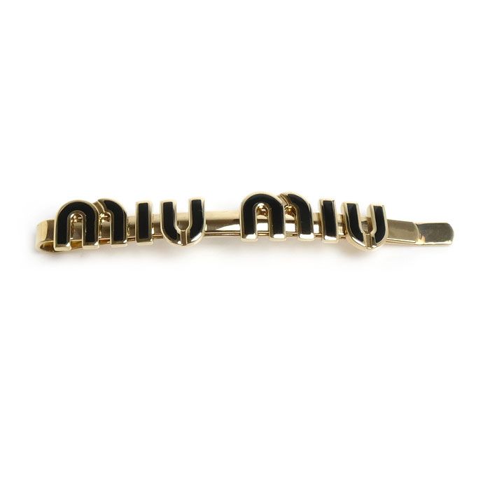 MIUMIU ミュウミュウ GP ロゴ ヘアピン ヘアアクセサリー ヘアピン 51F146 2F6T F0002 レディース 中古