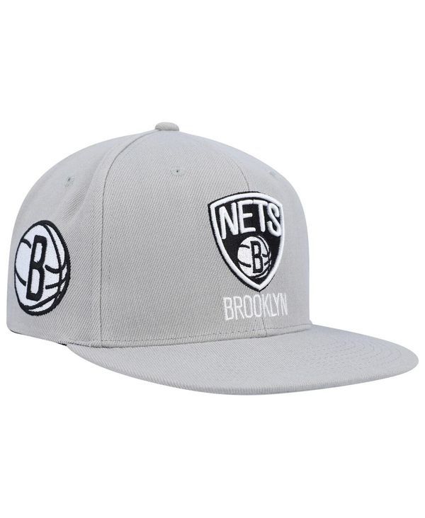 ミッチェルネス メンズ アクセサリー 帽子 Mitchell Ness Mens Gray Brooklyn Nets Side Core 20 Snapback Hat Gray グレー