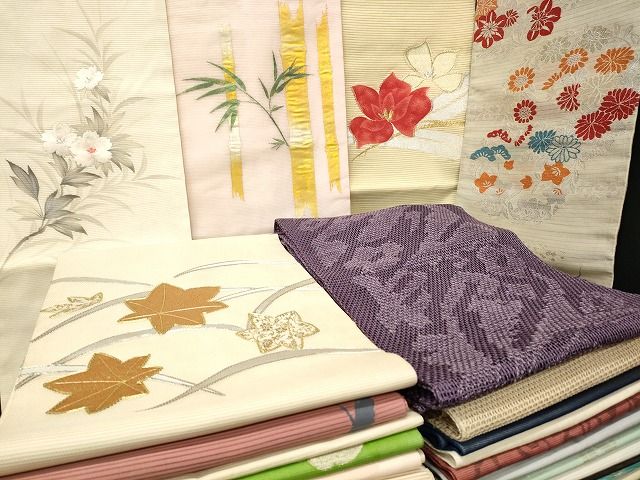 平和屋本店■夏物 名古屋帯 絽 紗 まとめて 50点 花柄 羅 絽綴れ 作家物 手描き 駒刺繍 金銀糸 花柄 など 未使用品あり 全て正絹 se3952 18,000円