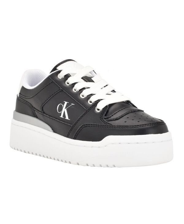 カルバンクライン レディース シューズ スニーカー プラットフォーム レース Calvin Klein Womens Alondra Casual Platform LaceUp Sneakers Black ブラック
