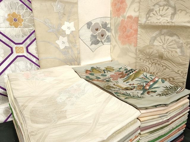 平和屋本店■夏物 袋帯 絽 紗 まとめて 50点 風景 花柄 すくい織 刺繍 金銀糸 など 未使用品あり 全て正絹 se3850