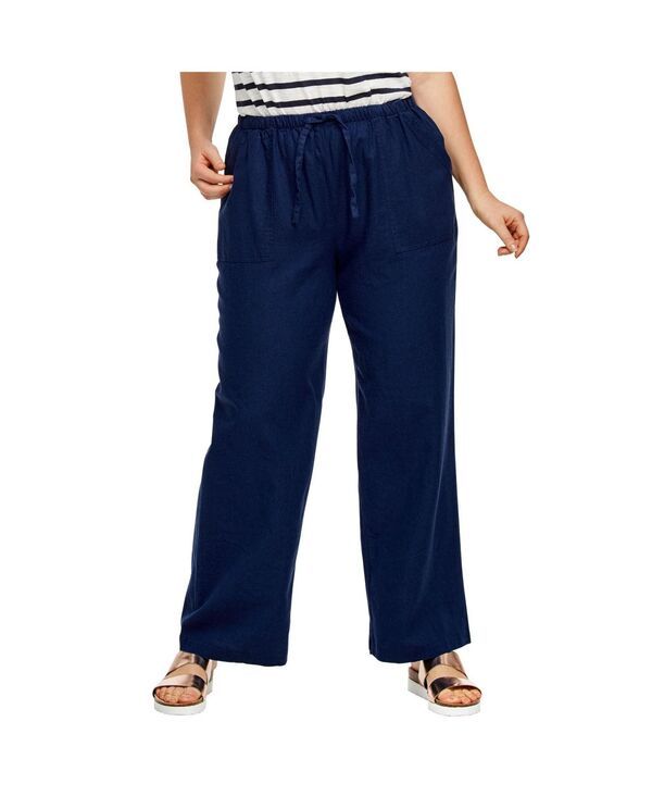 Ellos レディース ボトムス カジュアルパンツ リネン ellos Womens LinenBlendrawstring Pants Navy ネイビー