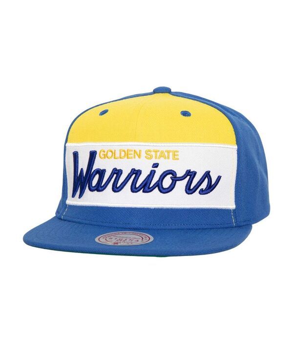 ミッチェルネス メンズ アクセサリー 帽子 カラーブロック Mitchell Ness Mens White Royal Golden State Warriors Retro Sport Colorblock Script Snapback Hat Whit
