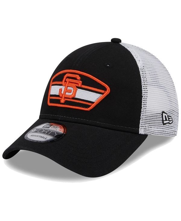 ニューエラ メンズ アクセサリー 帽子 ロゴ New Era Mens Black White San Francisco Giants Logo Patch 9FORTY Trucker Snapback Hat Black White ホワイト