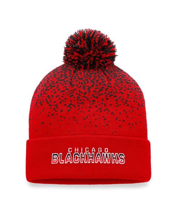 ファナティクス メンズ アクセサリー 帽子 ニット Fanatics Mens Red Chicago Blackhawks Iconic Gradient Cuffed Knit Hat with Pom Red レッド