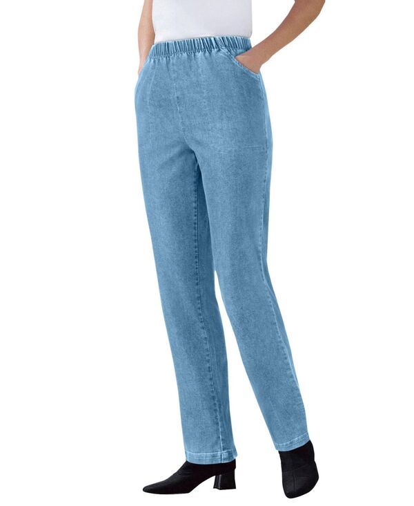ウーマン ウィズイン レディース ボトムス デニムパンツ ストレート デニム Woman Within Womens Within Straight Leg Fineline Denim Jean Light stonewash デニム