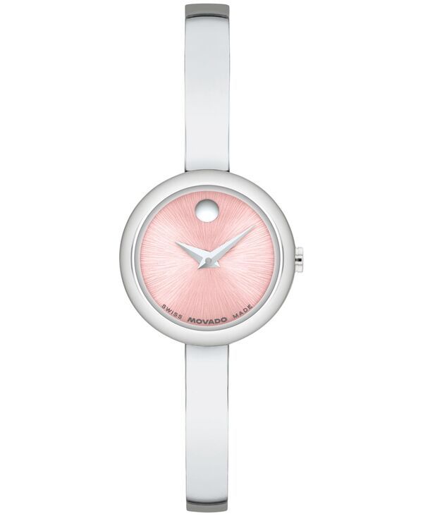 モバド レディース アクセサリー 腕時計 Tシャツ Movado Womens Museum Bangle Round Swiss Quartz Stainless Steel Watch 2150mm Silvertone シルバー
