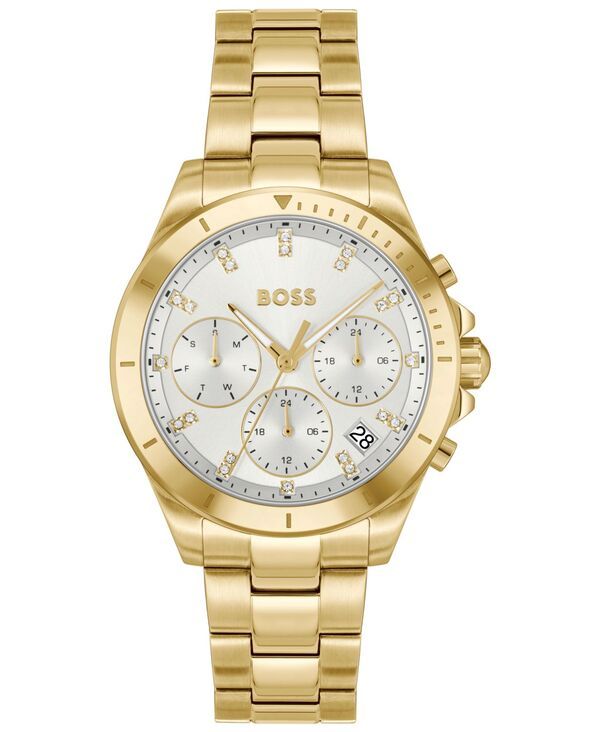 ヒューゴボス レディース アクセサリー 腕時計 Tシャツ Hugo Boss Womens Alley Quartz Multifunction Ionic Plated Thin Gold Steel Watch 36mm Goldtone ゴールド