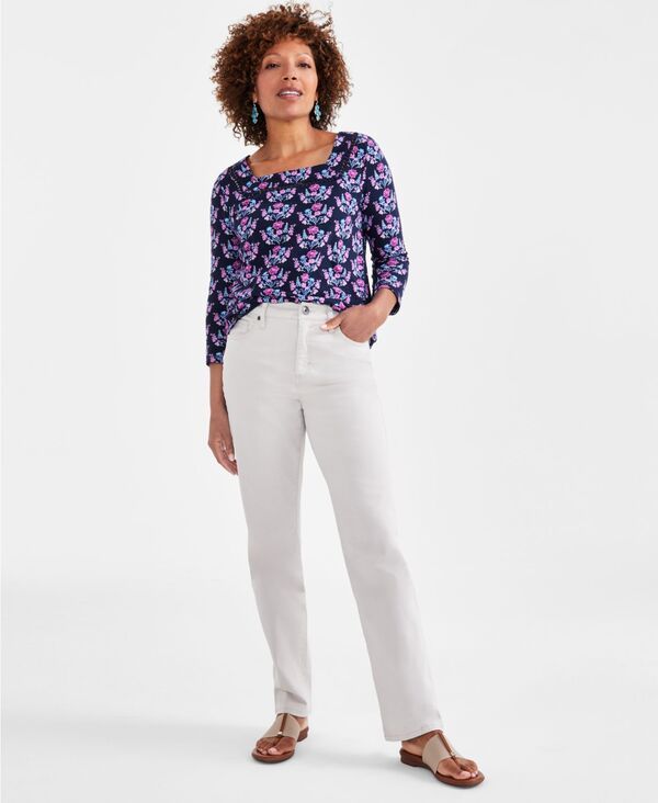 スタイルアンドコー レディース ボトムス デニムパンツ プチ ジーンズ Style Co Petite High Rise Natural StraightLeg Jeans Stone Wall ストーン