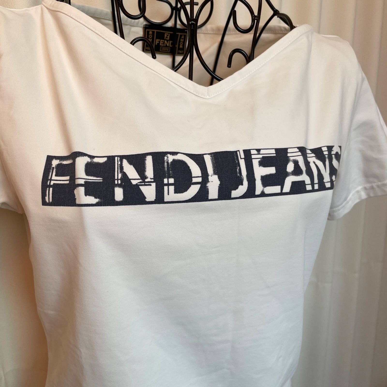 希少　美品　FENDI ロゴ　半袖　T シャツ FENDI JEANS フェンディ ロゴプリント 半袖Tシャツ 管理番号SC595
